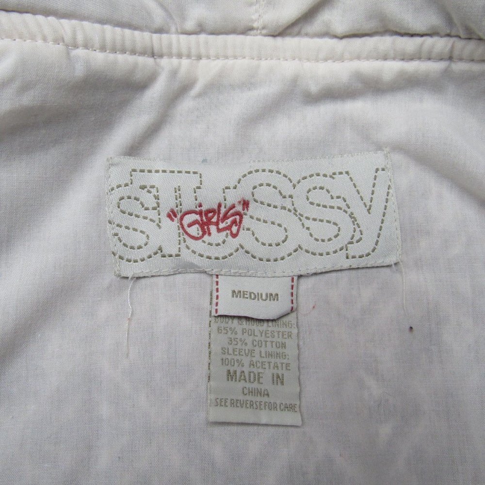 STUSSY Women's Zip Up Skater Hoodie Brown Geometric Pattern Juniors Medium - Picture 11 of 14
